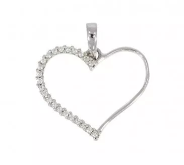 Prívesok srdiečko z bieleho zlata 1019