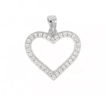 Prívesok srdiečko z bieleho zlata 1040
