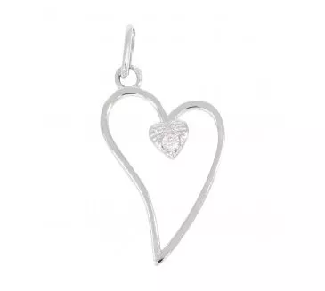 Prívesok srdiečko z bieleho zlata 1042