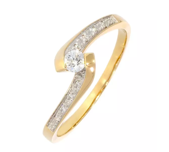 Diamantový zlatý prsteň 056