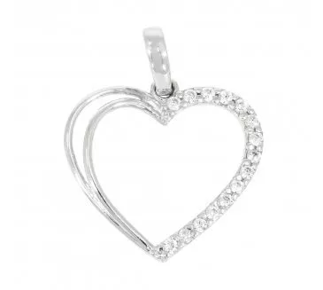 Prívesok srdiečko z bieleho zlata 1069