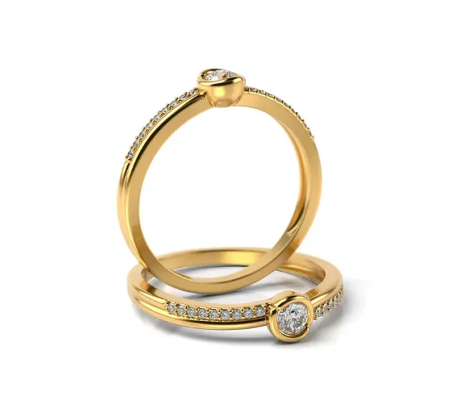 Diamantový zlatý prsteň 096