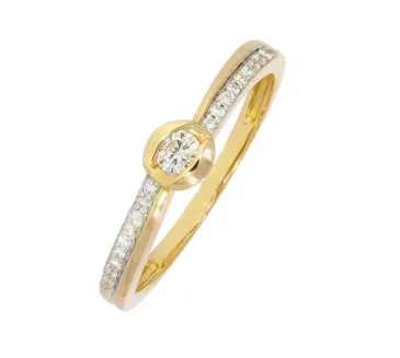 Diamantový zlatý prsteň 096
