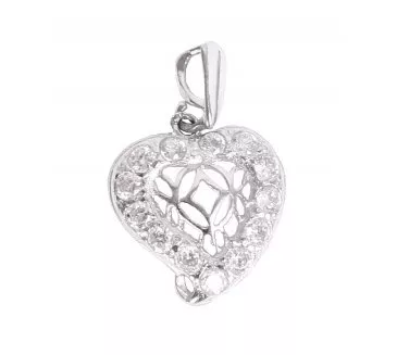 Prívesok srdiečko z bieleho zlata 360