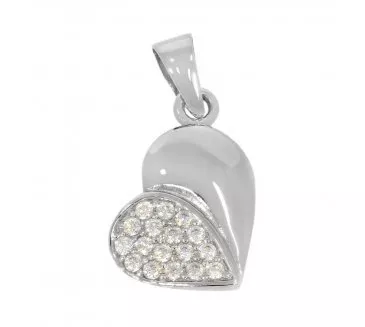 Prívesok srdiečko z bieleho zlata 987
