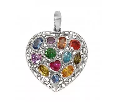 Prívesok srdiečko z bieleho zlata 387