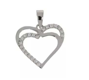 Prívesok srdiečko z bieleho zlata 1118