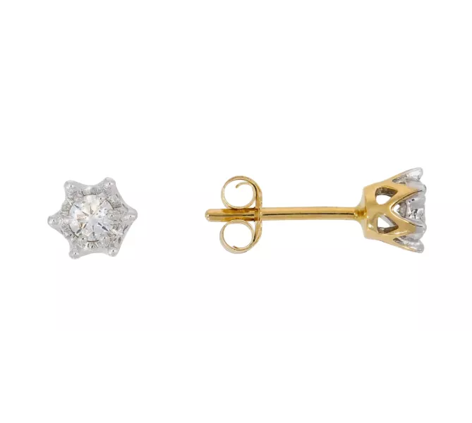 Diamantové zlaté náušnice 020