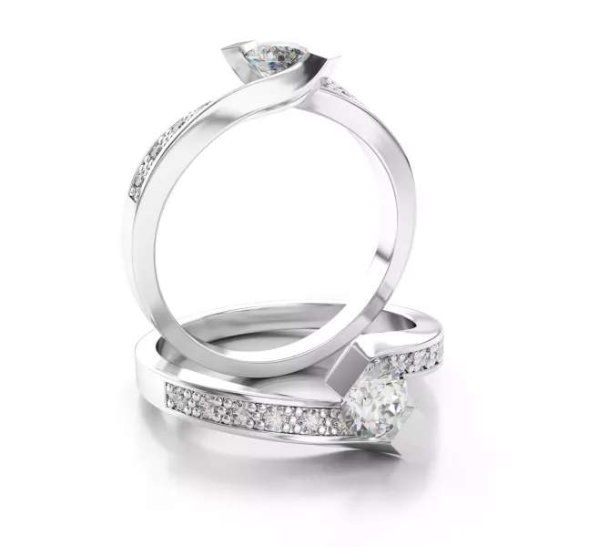 Diamantový prsteň z bieleho zlata 068