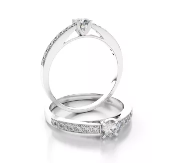 Diamantový prsteň z bieleho zlata 070