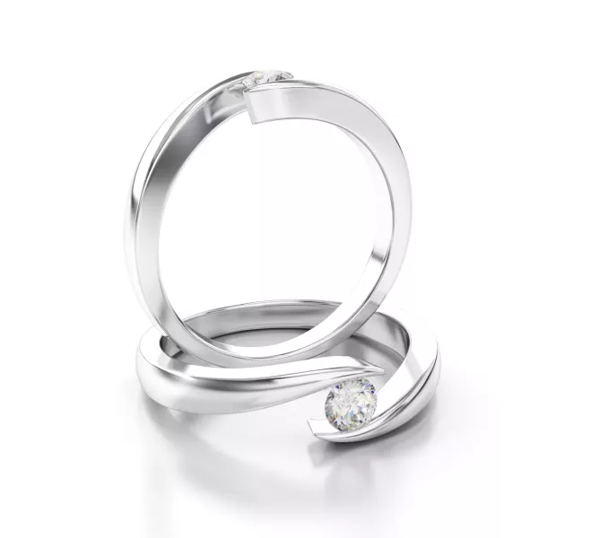 Diamantový prsteň z bieleho zlata 079