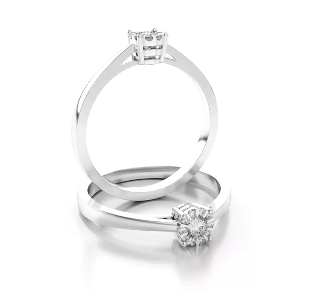 Diamantový prsteň z bieleho zlata 080